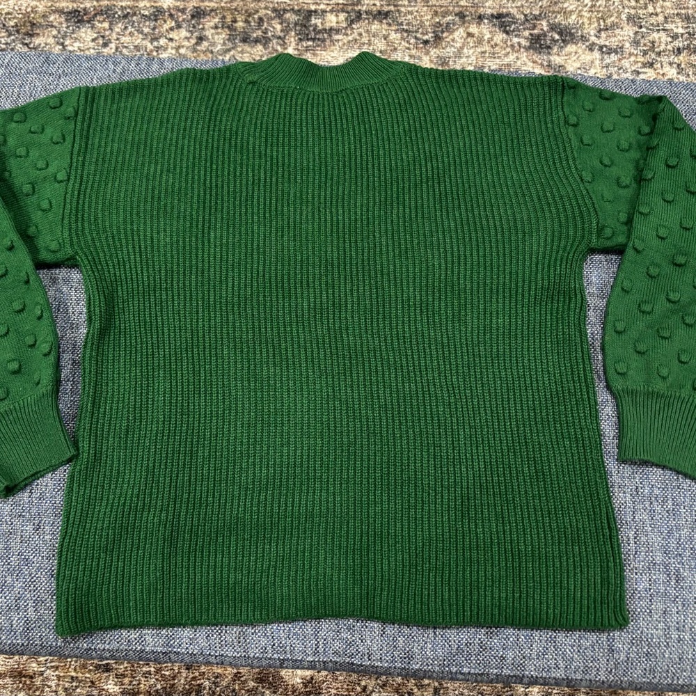 CeCe Emerald Green Ribbed Knit Sweater - Picture 4 of 6